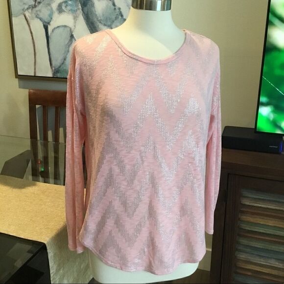 TANK TOP LONG SLEEVES PINK METALLIC SIZE L - Picture 3 of 8
